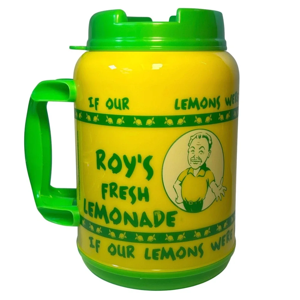 Roy's Fresh Lemonade 64oz Plastic Drink Dispenser Pitcher w/‎ Lid & Spout Jug